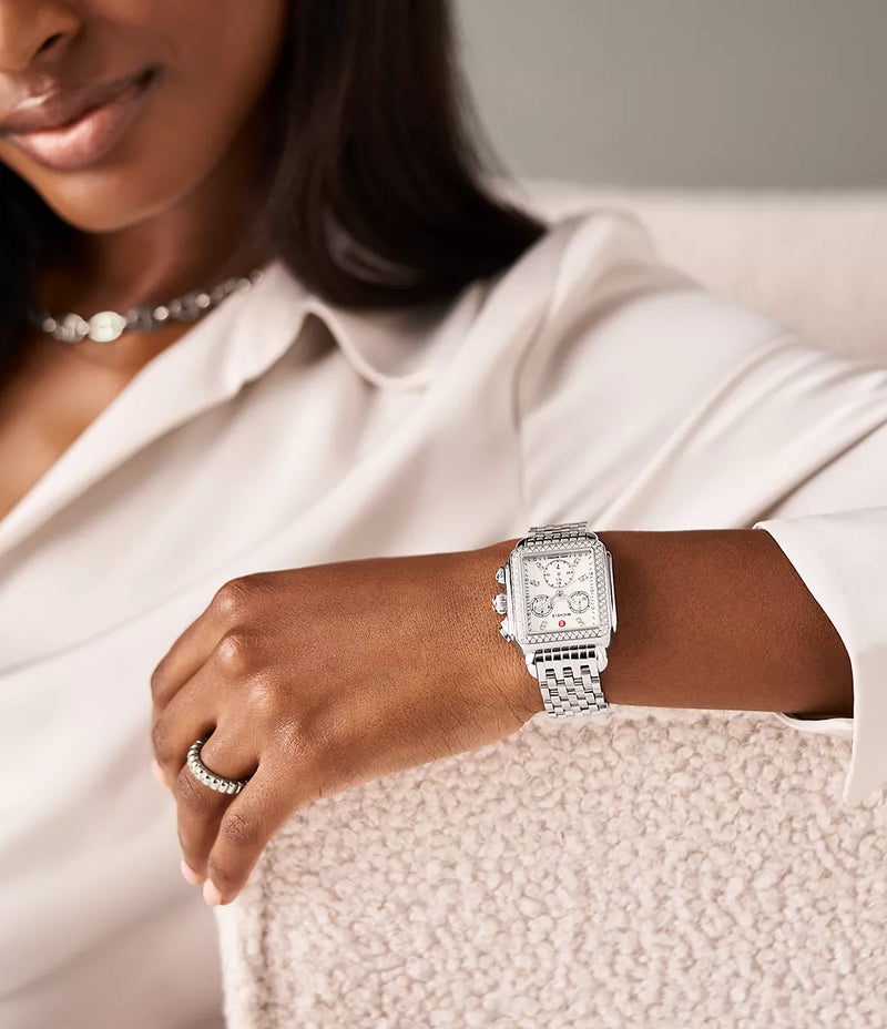 Michele Deco Stainless Diamond Watch