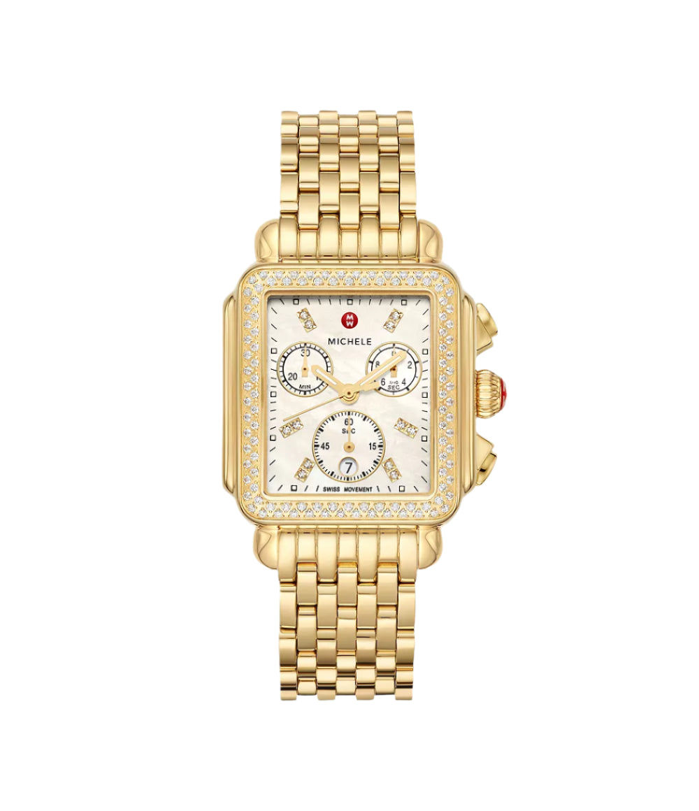 Michele Deco 18K Gold-Plated Diamond Watch