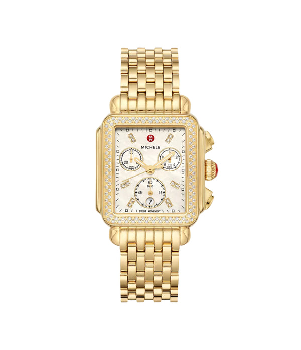 Michele Deco 18K Gold-Plated Diamond Watch