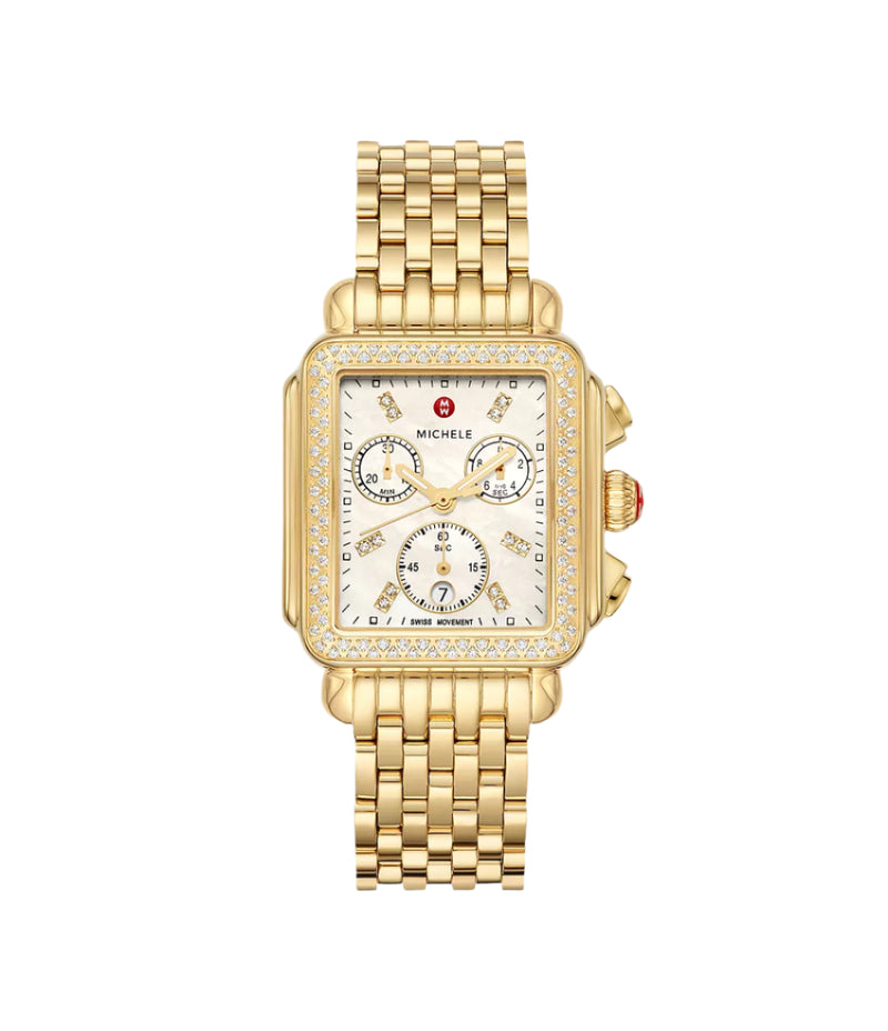 Michele Deco 18K Gold-Plated Diamond Watch