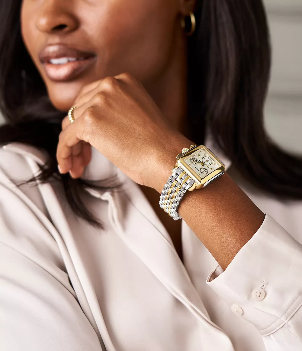 Michele Deco Two-Tone 18K Gold-Plated Diamond Dial Watch