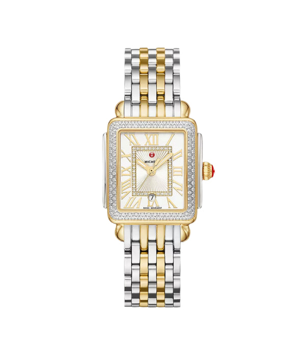 Michele Deco Madison Mid Two-Tone 18K Gold-Plated Diamond Watch