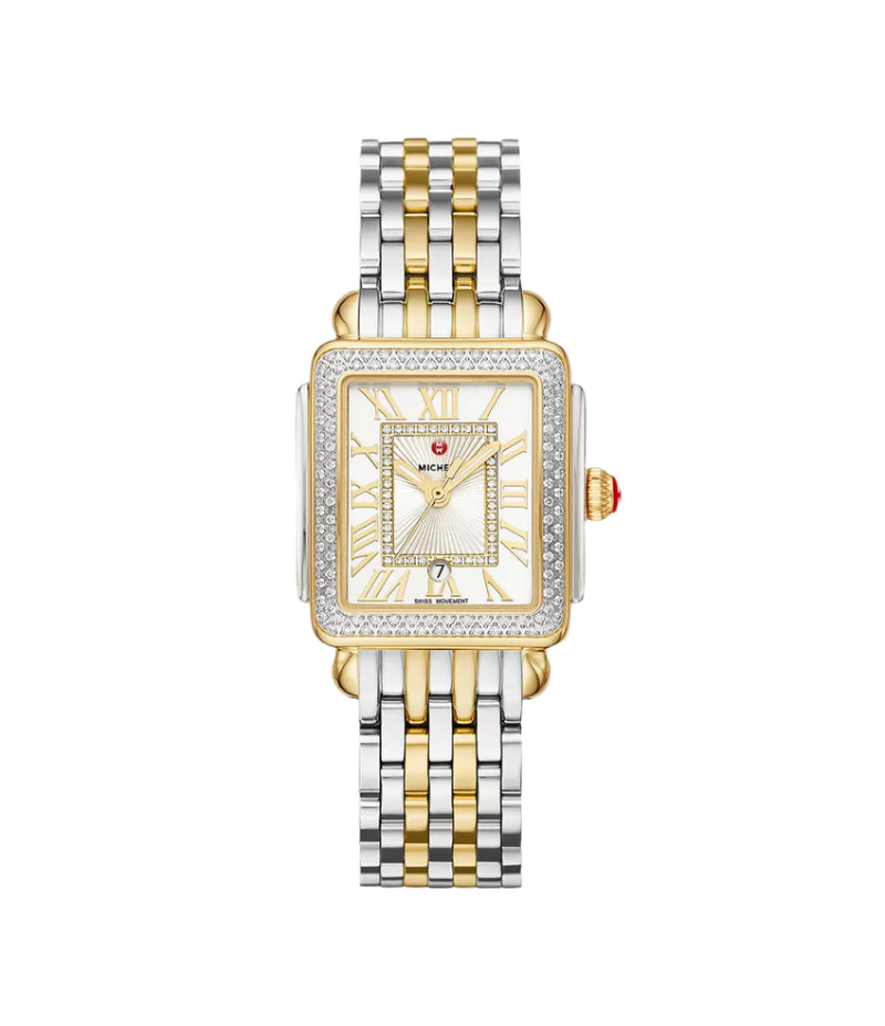 Michele Deco Madison Mid Two-Tone 18K Gold-Plated Diamond Watch
