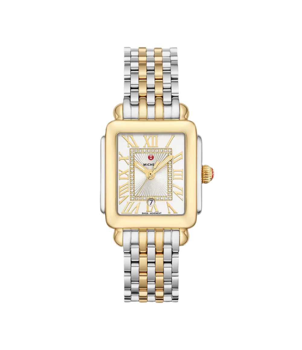 Michele Deco Madison Mid Two-Tone 18K Gold-Plated Diamond Dial Watch