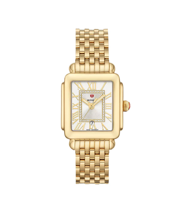 Michele Deco Madison Mid 18K Gold-Plated Diamond Dial Watch