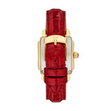 Michele Deco Sport Mid Gold-Plated Ruby Red Leather Watch