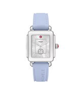 Michele Deco Sport Mid Stainless Steel Pastel Blue Silicone Watch