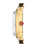Michele Womens Deco Sport Mid Tort Brown Leather Watch