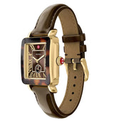 Michele Womens Deco Sport Mid Tort Brown Leather Watch