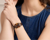 Michele Womens Deco Sport Mid Tort Brown Leather Watch