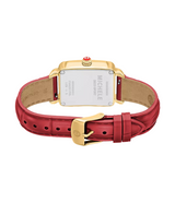 Michele Deco Sport Mid Ruby Red Leather Watch