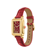 Michele Deco Sport Mid Ruby Red Leather Watch
