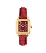 Michele Deco Sport Mid Ruby Red Leather Watch