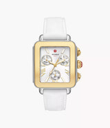 Michele Deco Sport Chronograph Gold-Tone White Silicone Watch