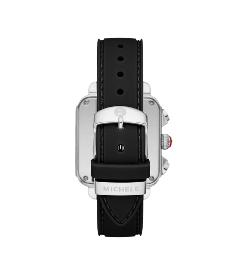 Michele Deco Sport Chronograph Stainless Steel Black Silicone Watch