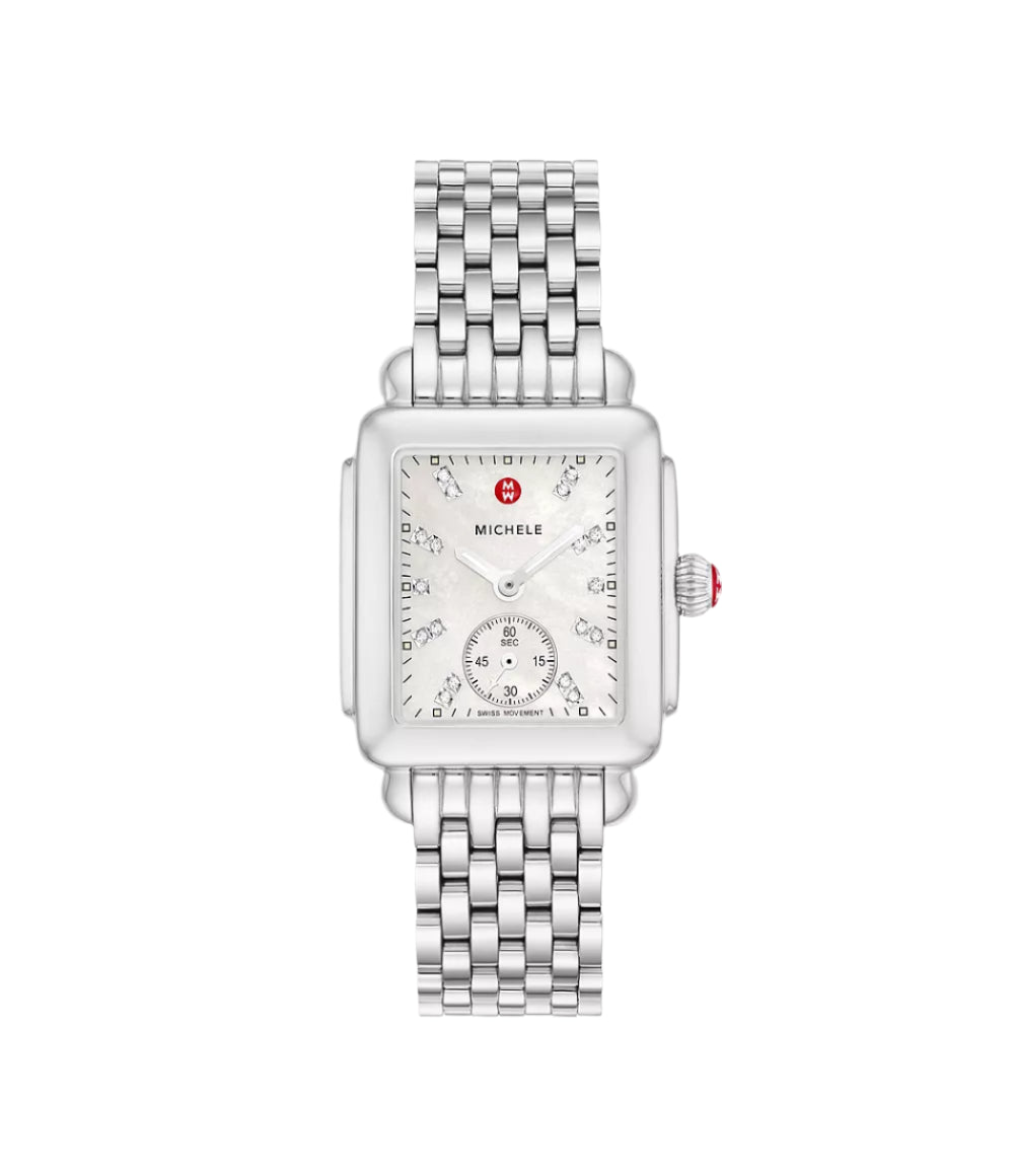 Michele Deco Mid Stainless Diamond Dial Watch