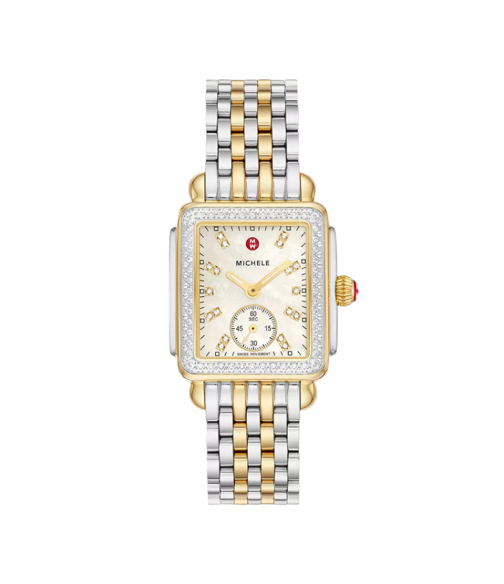Michele Deco Mid Two-Tone 18K Gold-Plated Diamond Watch