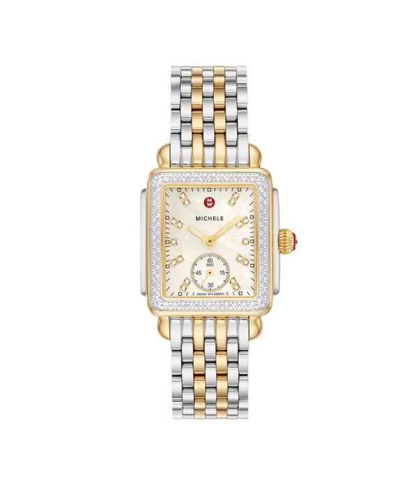 Michele Deco Mid Two-Tone 18K Gold-Plated Diamond Watch