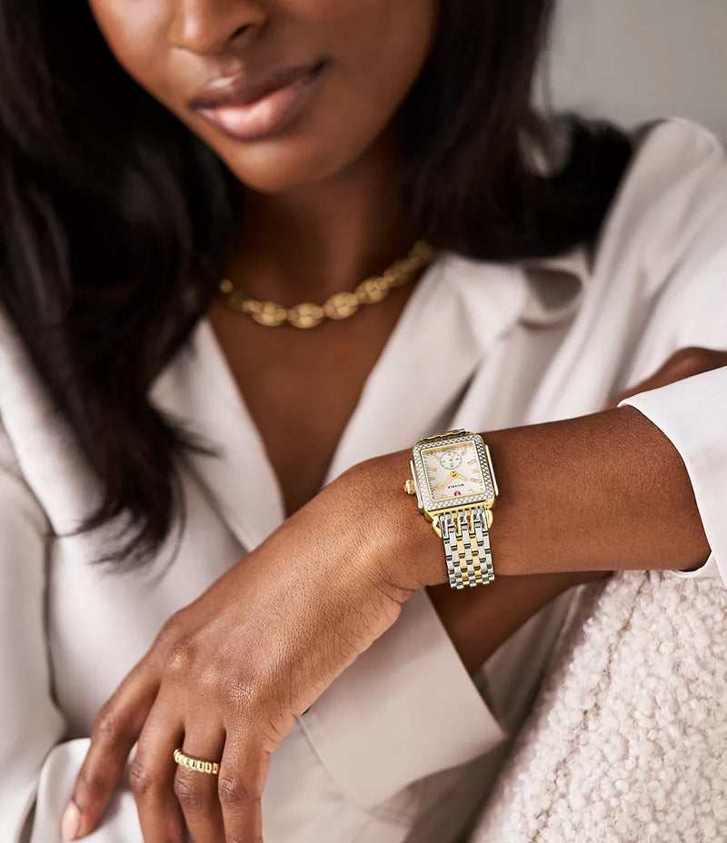 Michele Deco Mid Two-Tone 18K Gold-Plated Diamond Watch