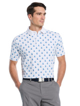 Callaway Mens Sailboat Sunset Print Golf Short Sleeve Polo Shirt