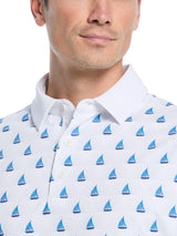 Callaway Mens Sailboat Sunset Print Golf Short Sleeve Polo Shirt