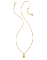 Kendra Scott Crystal Letter A Gold Short Pendant Necklace - White Crystal