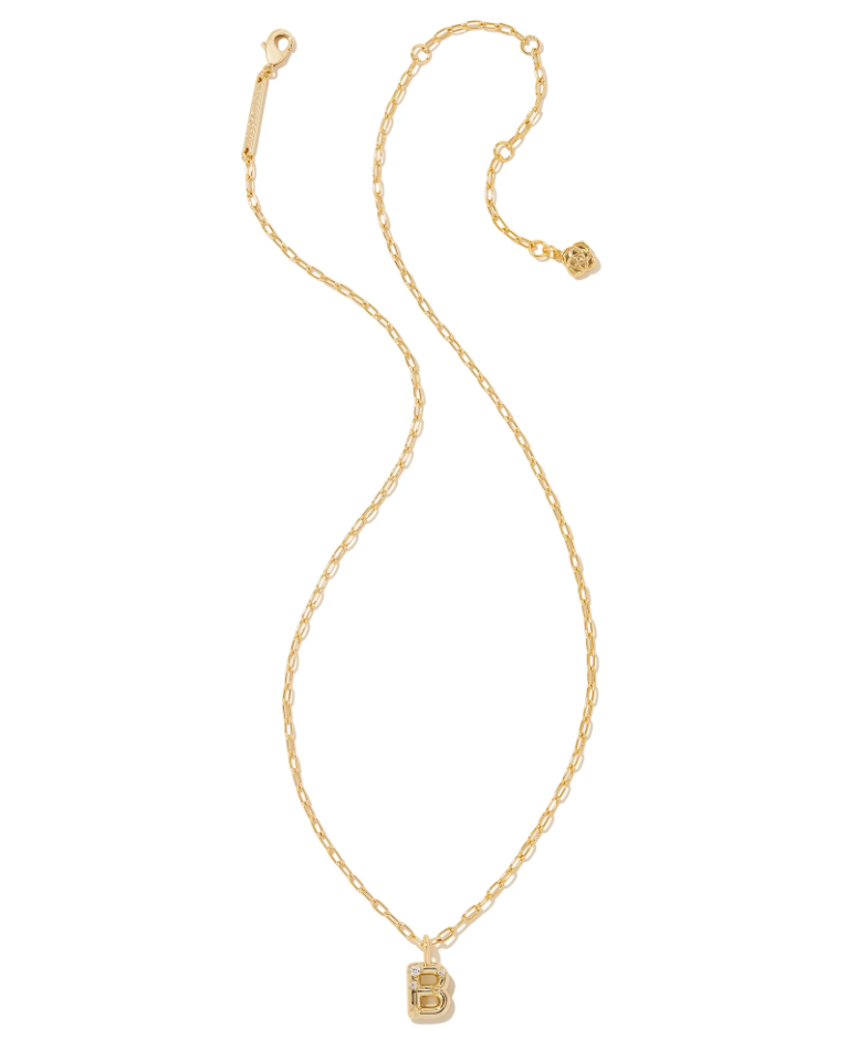 Kendra Scott Crystal Letter B Gold Short Pendant Necklace - White Crystal