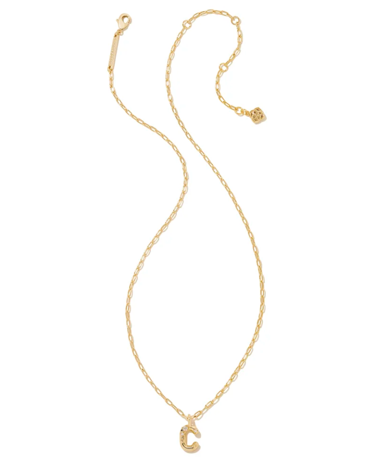 Kendra Scott Crystal Letter C Gold Short Pendant Necklace - White Crystal