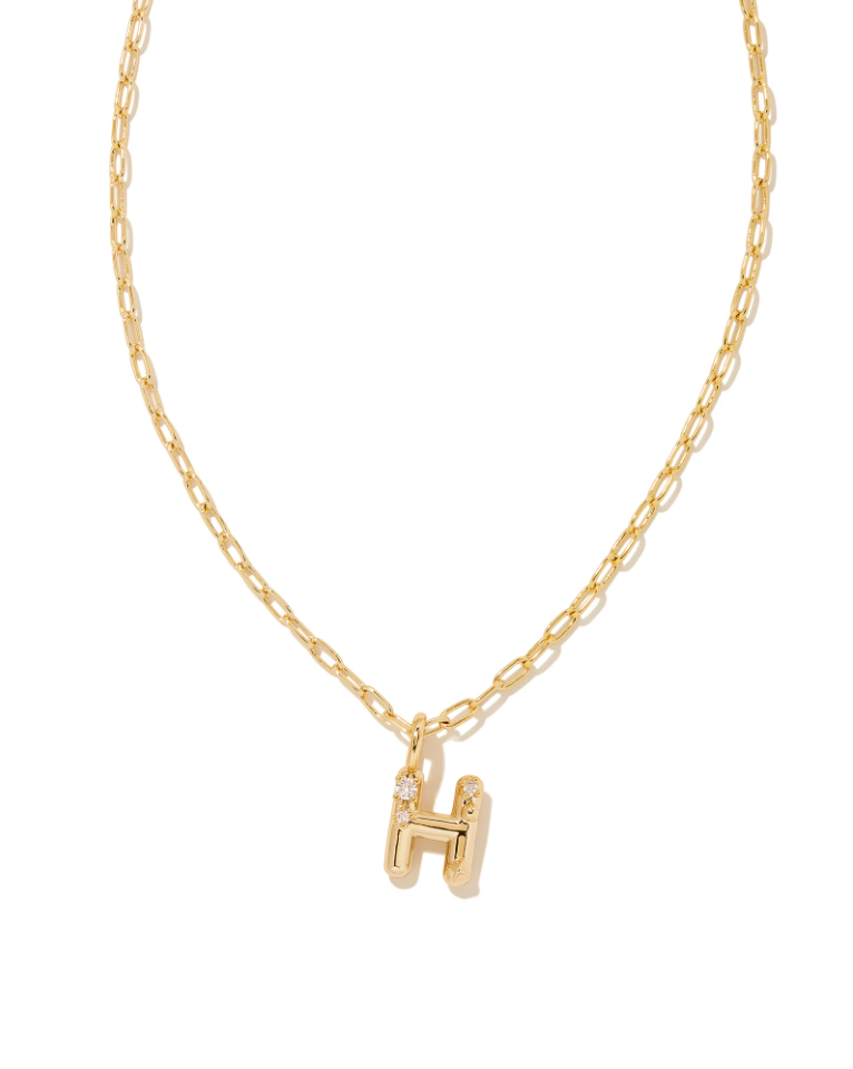 Kendra Scott Crystal Letter H Gold Short Pendant Necklace - White Crystal