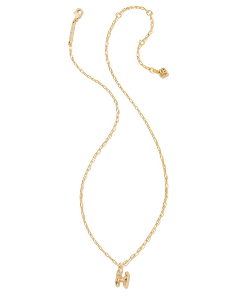 Kendra Scott Crystal Letter H Gold Short Pendant Necklace - White Crystal