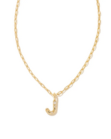 Kendra Scott Crystal Letter J Gold Short Pendant Necklace - White Crystal