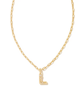 Kendra Scott Crystal Letter L Gold Short Pendant Necklace - White Crystal