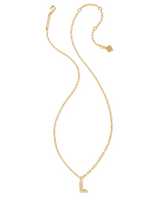 Kendra Scott Crystal Letter L Gold Short Pendant Necklace - White Crystal