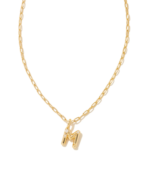 Kendra Scott Crystal Letter M Gold Short Pendant Necklace - White Crystal