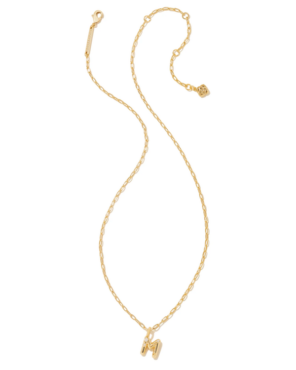 Kendra Scott Crystal Letter M Gold Short Pendant Necklace - White Crystal