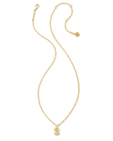 Kendra Scott Crystal Letter S Gold Short Pendant Necklace - White Crystal