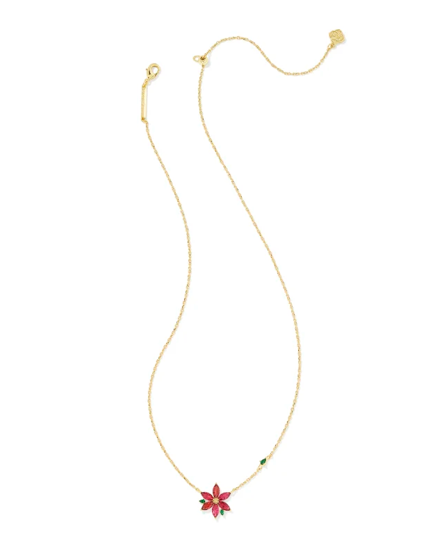 Kendra Scott Poinsettia Gold Short Pendant Necklace - Red Mix