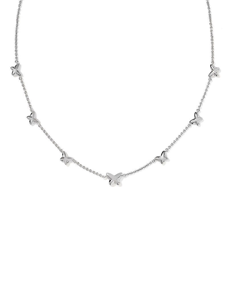 Kendra Scott Lillia Butterfly Silver Enamel Strand Necklace