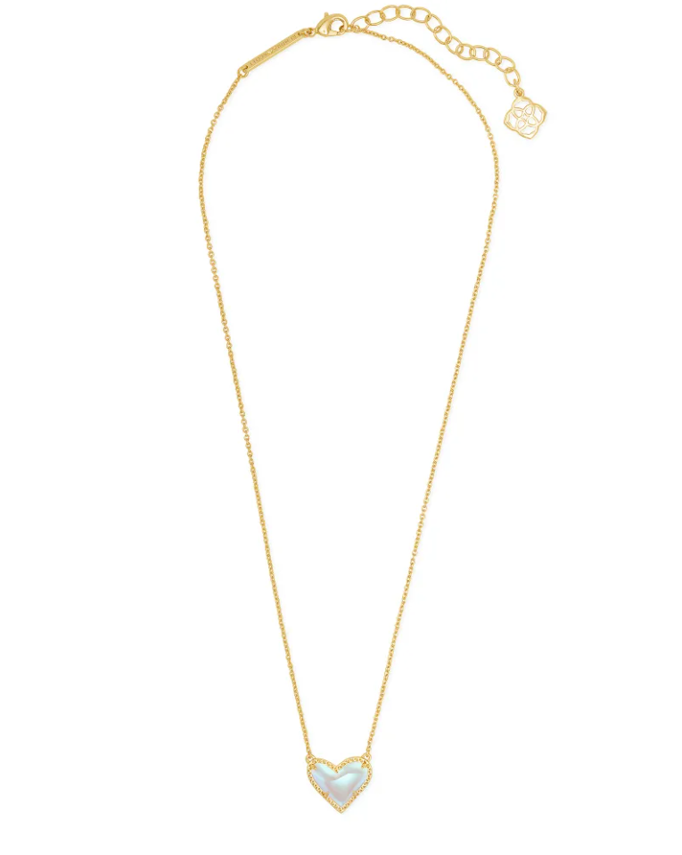 Kendra Scott Ari Heart Gold Pendant Necklace - Dichroic Glass