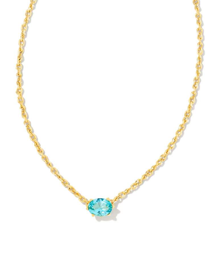 Kendra Scott Cailin Gold Pendant Necklace - Aqua Crystal