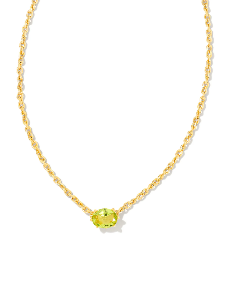 Kendra Scott Cailin Gold Pendant Necklace - Green Peridot Crystal