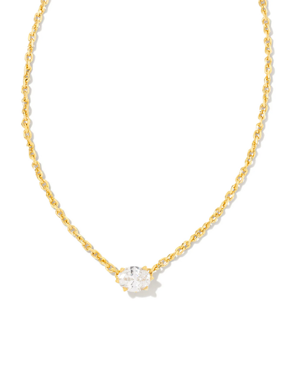 Kendra Scott Cailin Gold Pendant Necklace - White Crystal