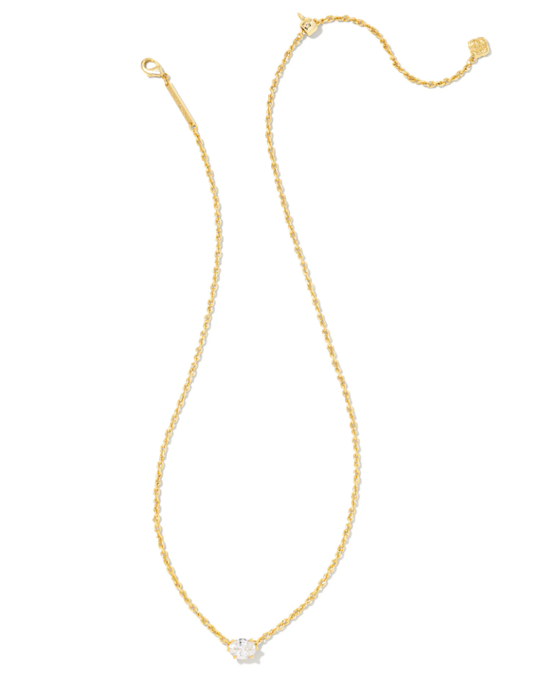 Kendra Scott Cailin Gold Pendant Necklace - White Crystal