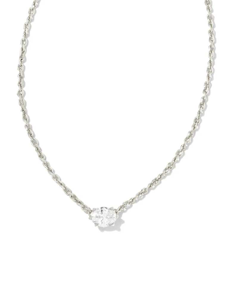 Kendra Scott Cailin Rhodium Pendant Necklace - White Crystal