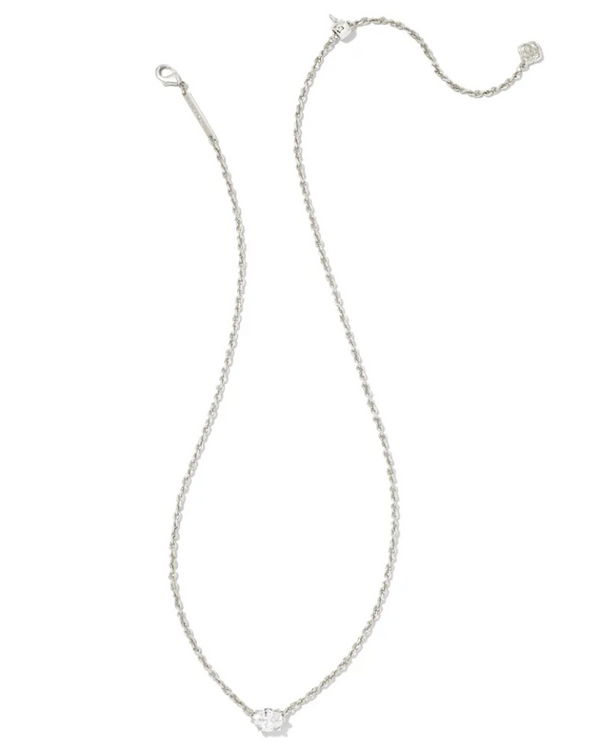 Kendra Scott Cailin Rhodium Pendant Necklace - White Crystal