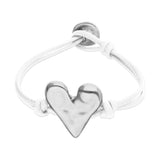 UNOde50 White Leather Silver Heart Bracelet - Medium
