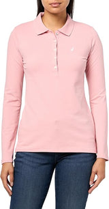 Nautica Womens Solid Collared Long Sleeve Polo Shirt