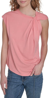 Nautica Womens Solid Twist Tie Neck Sleeveless Tank Top