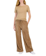 Nautica Womens Twill Double Rib High-Rise Wide-Leg Drawstring Pants