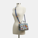 COACH Embroidered Cherry Denim Cargo 20 Tote Handbag